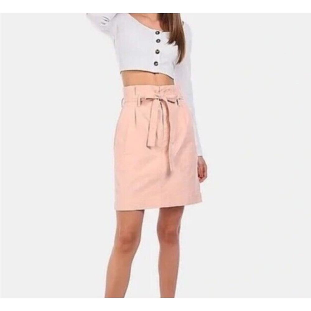 Gap Tencel Lyocell Paperbag Mini Pencil Skirt in light pink with Pockets Size 6
